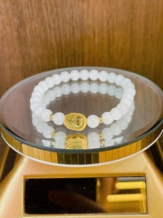 Bạch Ngọc mix charm Tỳ Hưu bạc phủ vàng 24k