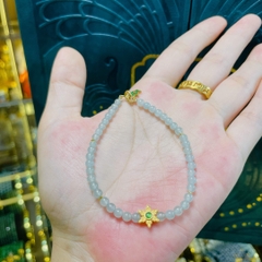 Vòng tay Phỉ thuý cao băng mix charm hoa Phỉ Thuý vàng 18k
