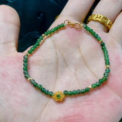 Vòng tay Phỉ thuý xanh 3 li mix charm vàng 18k