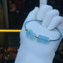 Tỳ hưu mix Lu thống khắc kim tiền đá Aquamarine