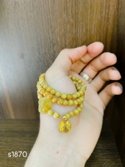 Thạch anh tóc vàng mix charm hồ ly + túi tiền