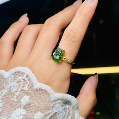 Nhẫn Tỳ Hưu Tourmaline Vàng 10K – Linh Vật Chiêu Tài & Đẳng Cấp Thượng Lưu