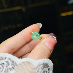 Nhẫn Đồng Điếu Phỉ Thúy Xanh Táo Vàng 10K – Tài Lộc & Khởi Đầu May Mắn