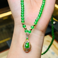 Chuỗi Đá Thạch Anh Xanh Mặt Hồ Lô Phỉ Thúy – Tài Lộc & Bình An