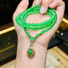 Chuỗi Đá Thạch Anh Xanh Mặt Hồ Lô Phỉ Thúy – Tài Lộc & Bình An