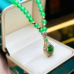 Chuỗi Đá Thạch Anh Xanh Mặt Hồ Lô Phỉ Thúy – Tài Lộc & Bình An