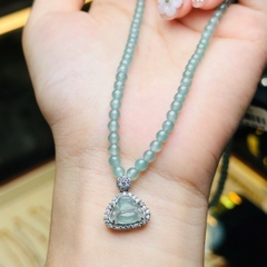 Chuỗi Cổ Phỉ Thúy Cao Băng 4mm – Mặt Phật Di Lặc Lam Băng Bạc 925