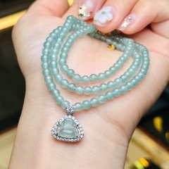 Chuỗi Cổ Phỉ Thúy Cao Băng 4mm – Mặt Phật Di Lặc Lam Băng Bạc 925