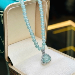 Chuỗi Cổ Phỉ Thúy Cao Băng 4mm – Mặt Phật Di Lặc Lam Băng Bạc 925