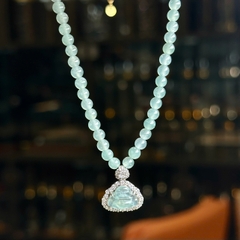 Chuỗi Cổ Phỉ Thúy Cao Băng 4mm – Mặt Phật Di Lặc Lam Băng Bạc 925