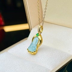 Dây Chuyền Mặt Phật Như Lai Lam Ngọc Bạc Phủ Vàng – Tâm An & May Mắn