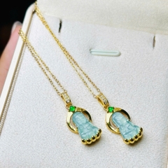 Dây Chuyền Mặt Phật Như Lai Lam Ngọc Bạc Phủ Vàng – Tâm An & May Mắn