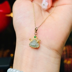 Dây Cổ Phật Di Lặc Lam Ngọc Bạc Phủ Vàng – Biểu Tượng Bình An & Hạnh Phúc