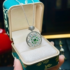 Dây Cổ Chấm Bi Bạc Phủ Vàng & Mặt Phỉ Thúy Lục Đế – Tinh Hoa Quyền Quý