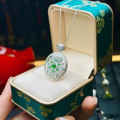 Dây Cổ Chấm Bi Bạc Phủ Vàng & Mặt Phỉ Thúy Lục Đế – Tinh Hoa Quyền Quý