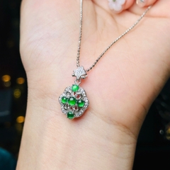 Dây Cổ Bạc 925 Mix Mặt Hoa Ngọc Phỉ Thúy Lục Đế – Tinh Hoa Thảo Mộc & May Mắn