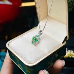 Dây Cổ Bạc 925 Mix Mặt Hoa Ngọc Phỉ Thúy Lục Đế – Tinh Hoa Thảo Mộc & May Mắn