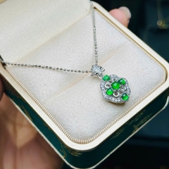 Dây Cổ Bạc 925 Mix Mặt Hoa Ngọc Phỉ Thúy Lục Đế – Tinh Hoa Thảo Mộc & May Mắn