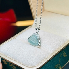 Dây Cổ Bạc 925 Mix Mặt Phật Di Lặc Lam Băng – Điềm Lành & Sự Bình An