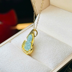 Dây Cổ Bạc Phủ Vàng Mix Mặt Phật Lam Băng Ngọc – Tâm An & Quý Phái