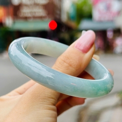 Vòng Tay Phỉ Thúy Băng Nền Tím Monet Điểm Lục (Type A) – Tuyệt Tác Thiên Nhiên Hồn Họa