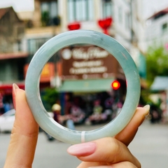 Vòng Tay Phỉ Thúy Băng Nền Tím Monet Điểm Lục (Type A) – Tuyệt Tác Thiên Nhiên Hồn Họa