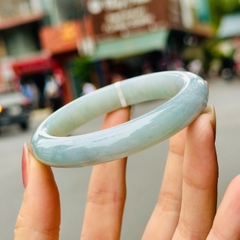 Vòng Tay Phỉ Thúy Băng Nền Tím Monet Điểm Lục (Type A) – Tuyệt Tác Thiên Nhiên Hồn Họa