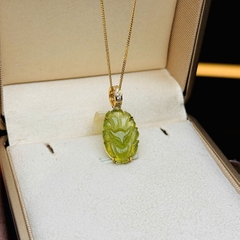 Mặt Dây Chuyền Hồ Ly Chúa Tourmaline Vàng 10K – Linh Vật Chiêu Tài & Hộ Mệnh