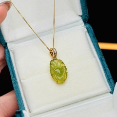 Mặt Dây Chuyền Hồ Ly Chúa Tourmaline Vàng 10K – Linh Vật Chiêu Tài & Hộ Mệnh