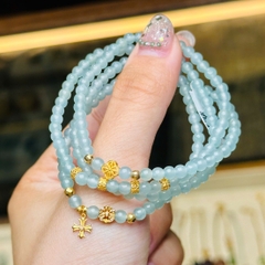 Chuỗi lam băng ngọc 4mm mix charm v18k