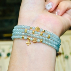 Chuỗi lam băng ngọc 4mm mix charm v18k