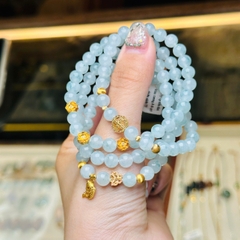 Chuỗi phỉ thuý băng hoa bay 6.2mm mix charm v18k