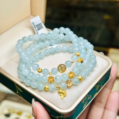 Chuỗi phỉ thuý băng hoa bay 6.2mm mix charm v18k