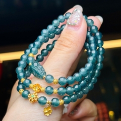 Chuỗi lam băng ngọc đậm 5.8mm mix charm v18k