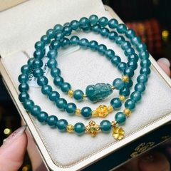 Chuỗi lam băng ngọc đậm 5.8mm mix charm v18k