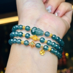 Chuỗi lam băng ngọc đậm 5.8mm mix charm v18k