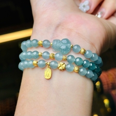 Chuỗi lam băng ngọc 5.8mm mix charm v18k