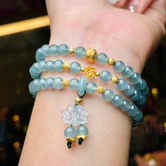 Chuỗi lam băng ngọc 5.8mm mix charm v18k