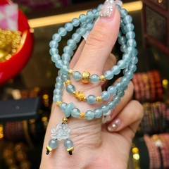 Chuỗi lam băng ngọc 5.8mm mix charm v18k