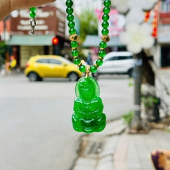 Mặt Phật Quan Âm Thạch Anh Xanh Mix Dây 6.8li – Vẻ Đẹp Từ Bi & Bình An