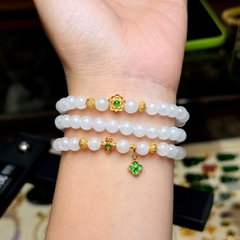 Phỉ thuý trắng l1 6,5mm mix charm v18k