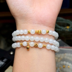 Phỉ thuý trắng 6,5mm mix charm v18k