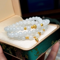 Phỉ thuý trắng 6,5mm mix charm v18k