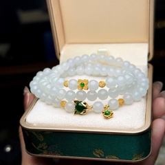 Phỉ thuý trắng 6,5mm mix charm v18k