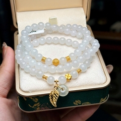 Phỉ thuý trắng l1 6,5mm mix charm v18k