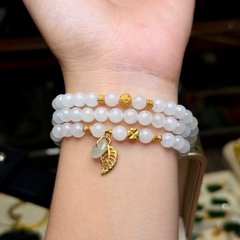 Phỉ thuý trắng l1 6,5mm mix charm v18k