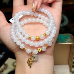 Phỉ thuý trắng l1 6,5mm mix charm v18k