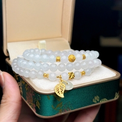 Phỉ thuý trắng l1 6,5mm mix charm v18k