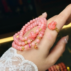 Chuỗi đá đào hoa 5mm mix charm v18k