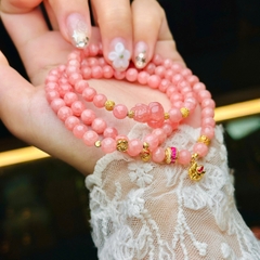 Chuỗi đá đào hoa 5mm mix charm v18k